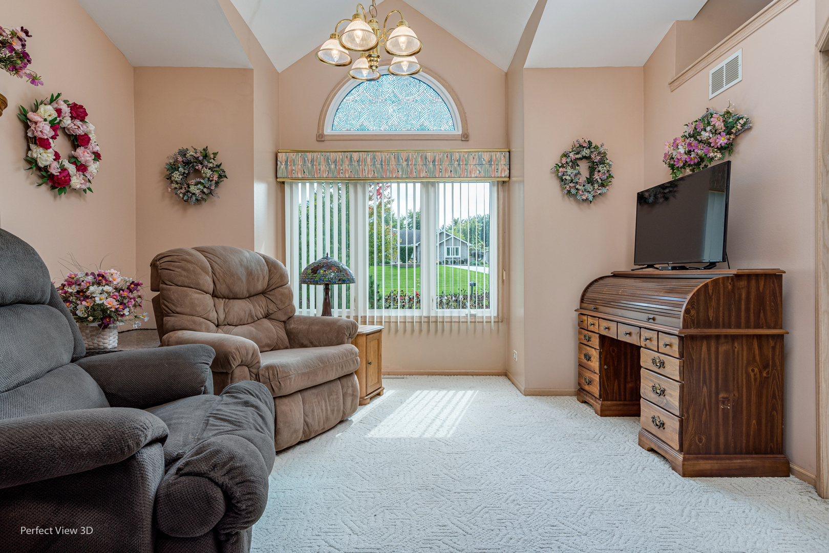 915 Harmoni Lane New Lenox, IL 60451 - Photo 18 of 38 a living room with furniture a flat screen tv and a window