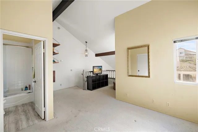a living room with furniture and a rug