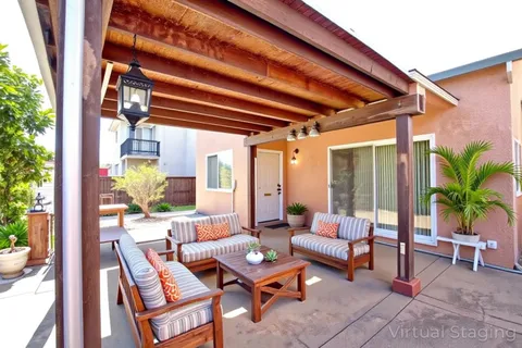 a outdoor living room with furniture