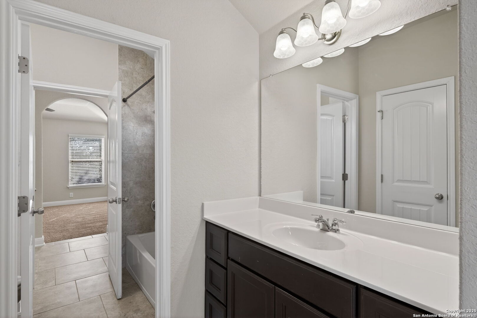 8326 Hydrangea Path Boerne, TX 78015 - Photo 30 of 39 a bathroom with a double vanity sink mirror and shower