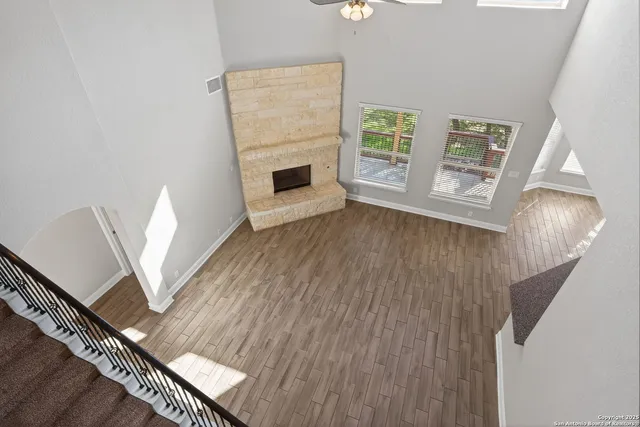 a view of livingroom with furniture and fireplace