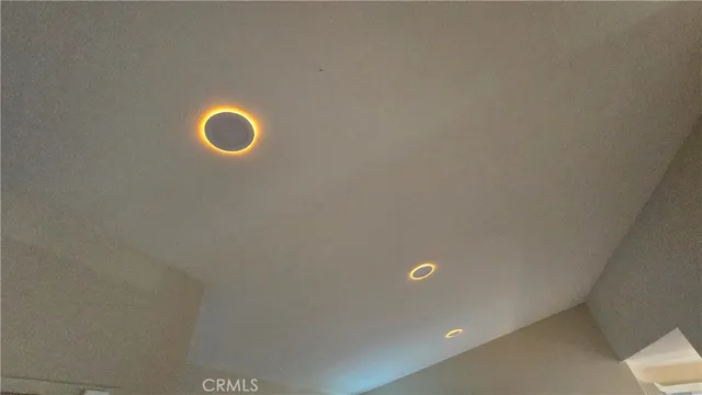 a view of a blue and white wall