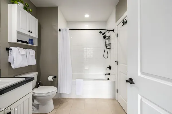 a bathroom with a shower and a toilet