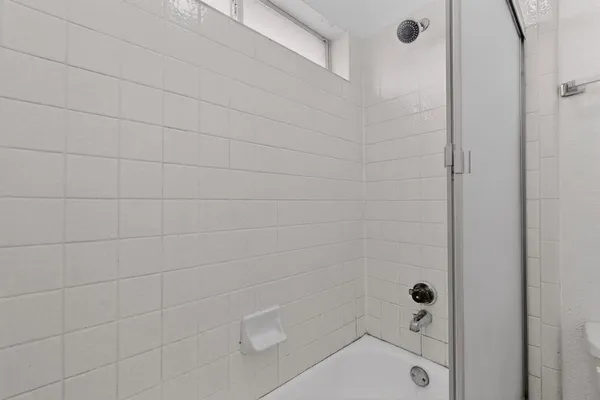 a bathroom with a bathtub