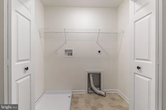 a view of a room with racks on the wall