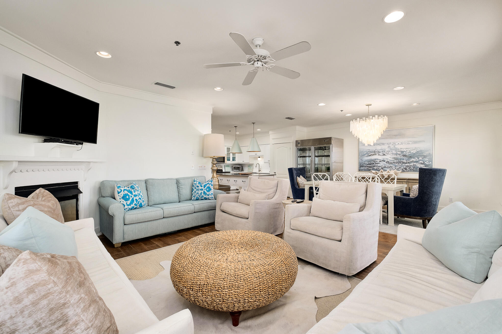 10140 East County Highway 30A, Unit A102 Inlet Beach, FL 32461 - Photo 13 of 37 a living room with furniture and a flat screen tv