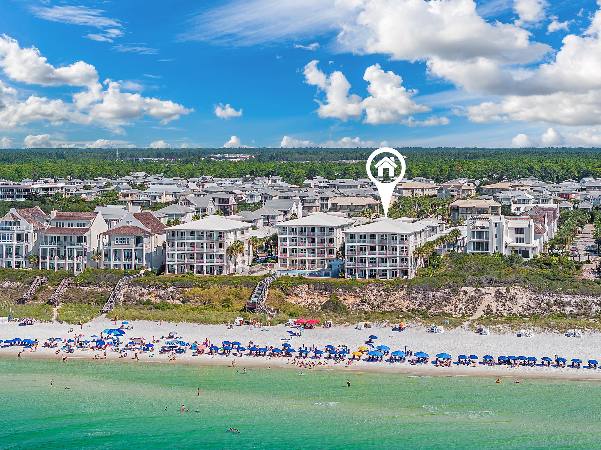 10140 East County Highway 30A, Unit A102 Inlet Beach, FL 32461 - Photo 34 of 37 a view of a city with lots of buildings and trees in the background
