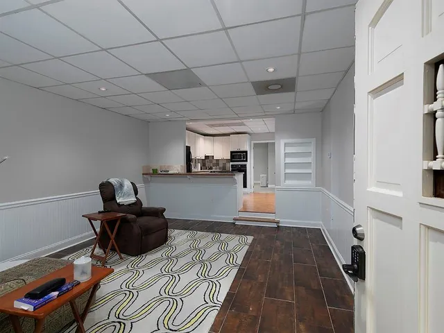 a living room with furniture