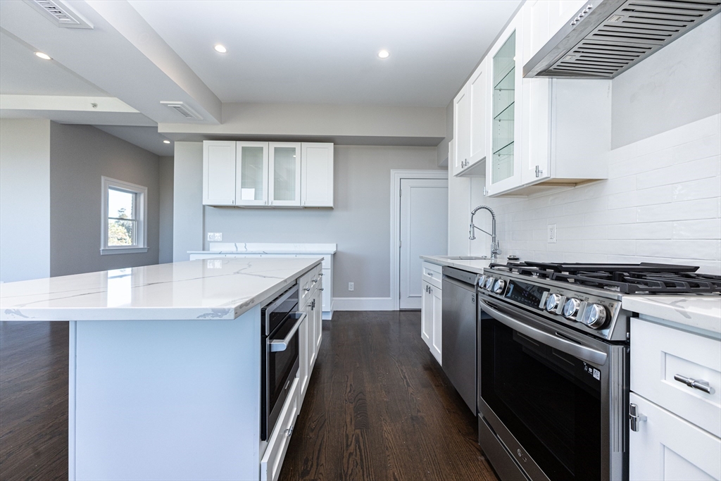 85 Regent Street, Unit 8 Boston, MA 02119 - Photo 7 of 30 a kitchen with stainless steel appliances granite countertop a stove a sink and a refrigerator