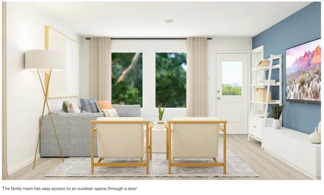 a bedroom with a bed and a mirror