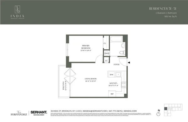 $4,600 | 36 India Street, Unit 5E | Greenpoint