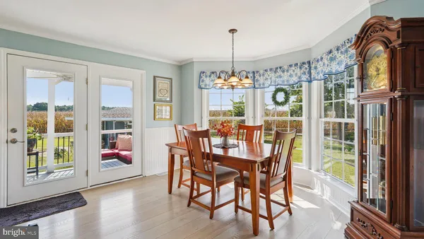 a view of a kitchen and dining area
