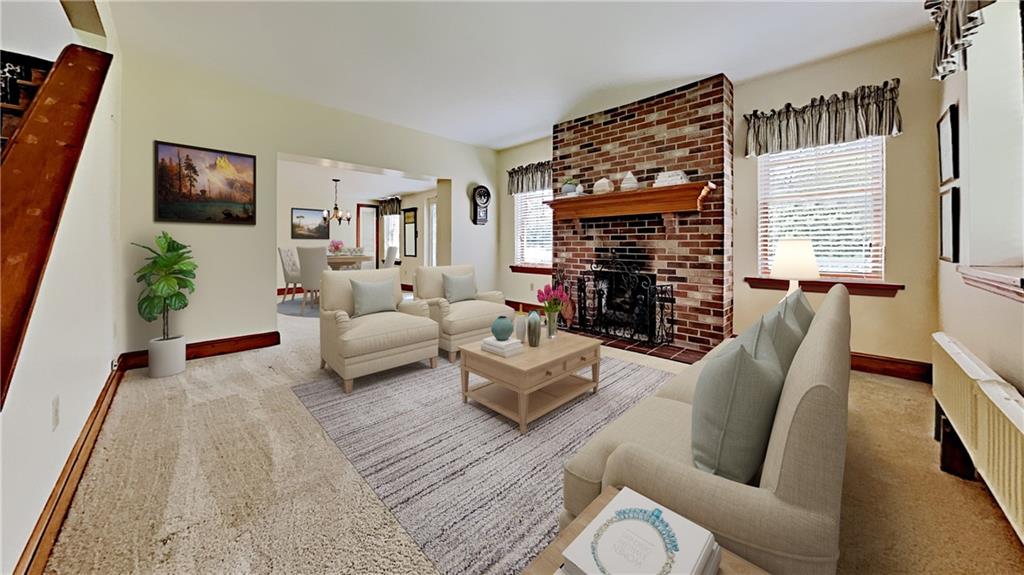 8150 Peebles Road Pittsburgh, PA 15237 - Photo 5 of 25 a living room with furniture fireplace and flat screen tv