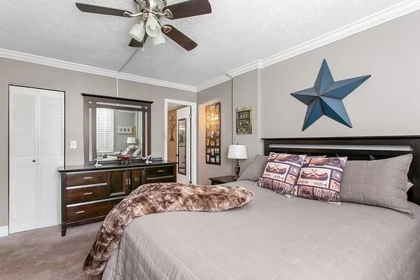 a bedroom with bed and window