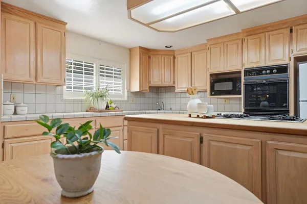a bedroom with a bed and a potted plant