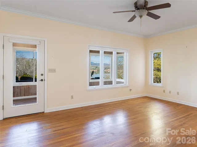 a view of a house with a large window