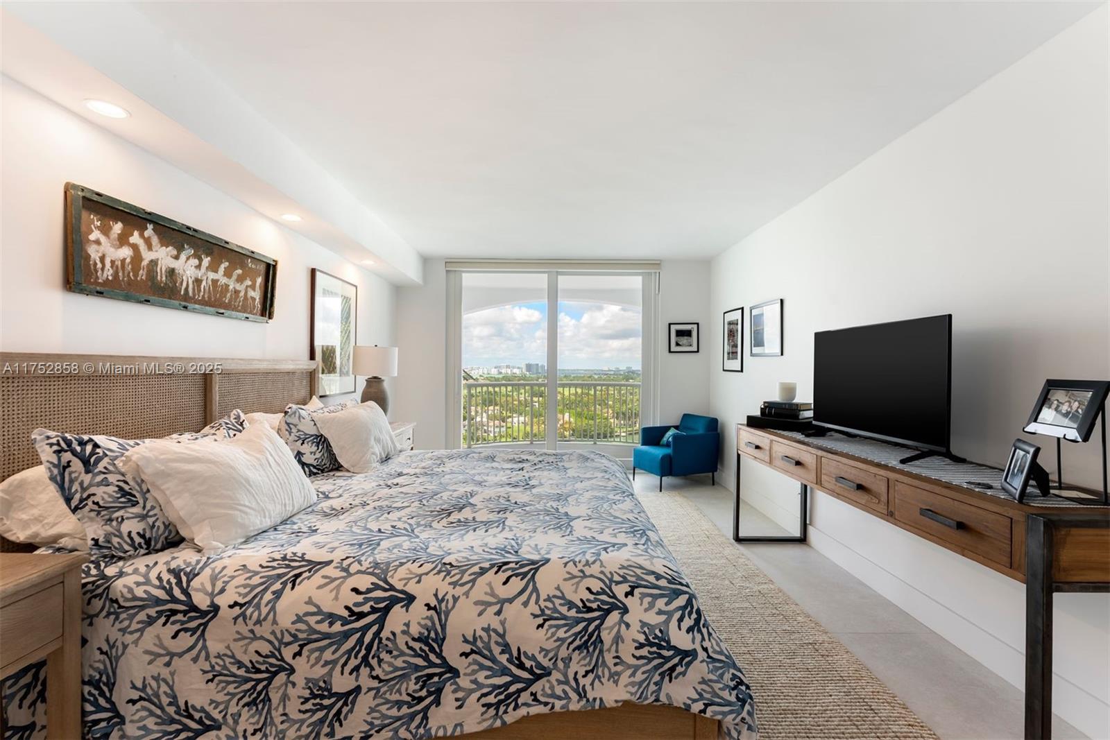 5401 Collins Avenue, Unit 1220 Miami Beach, FL 33140 - Photo 7 of 13 a bedroom with a bed and a flat screen tv