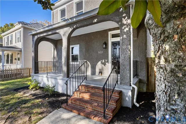 a view of a house with a porch