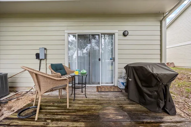 a view of a outdoor seating area with furniture