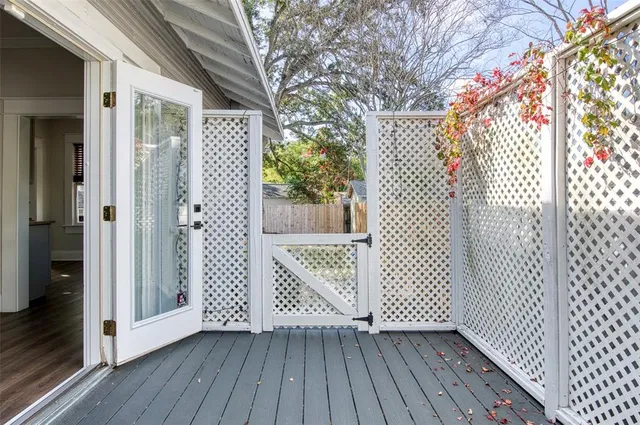 a view of a wooden deck