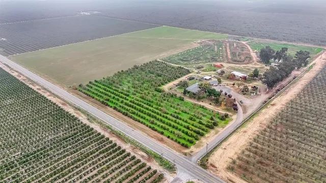 a view of a garden with houses