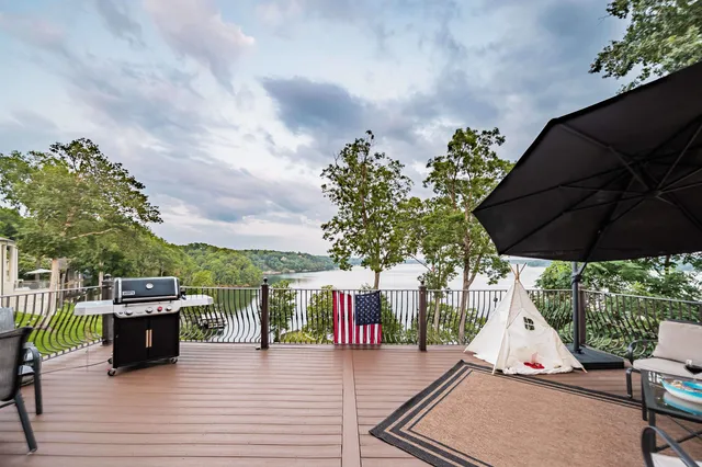 an outdoor space with seating