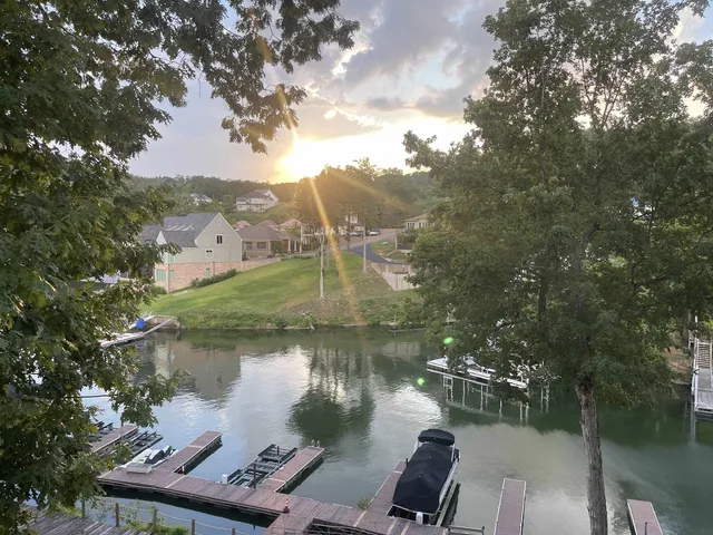 a view of a lake with houses
