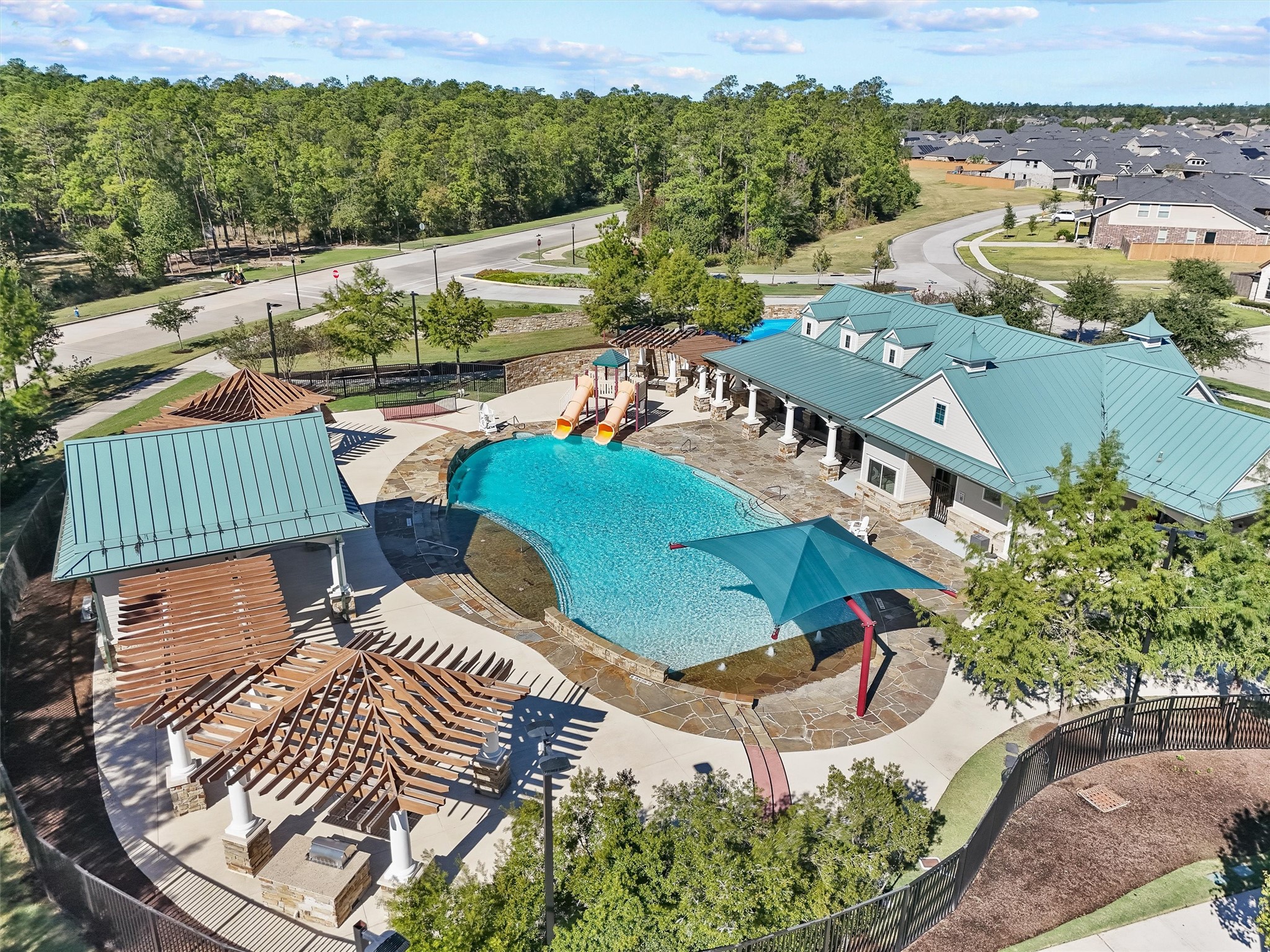 3841 Enchanted Timbers Lane Spring, TX 77386 - Photo 23 of 28 an aerial view of a house with garden space and street view