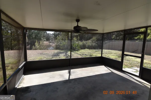 a view of a glass door with a glass door