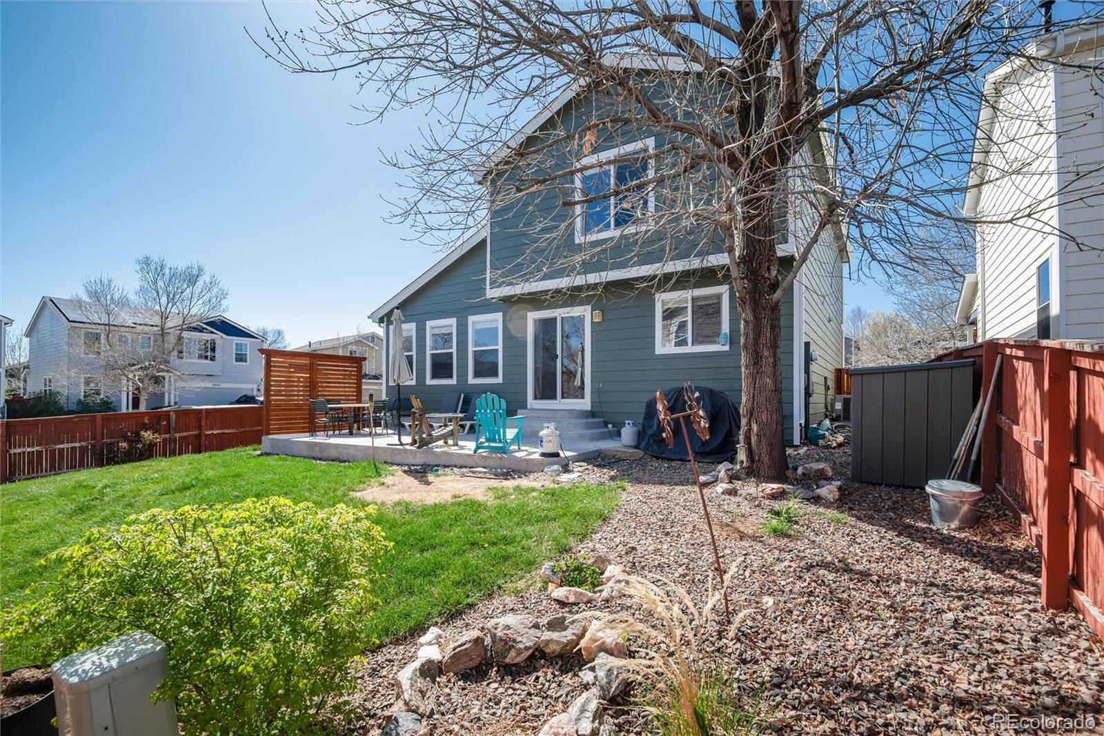 9867 Aftonwood Street Highlands Ranch, CO 80126 - Photo 30 of 41 a view of a backyard with furniture and a fire pit