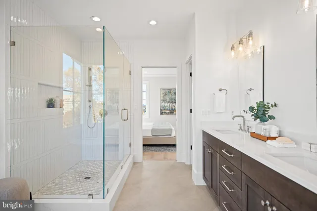 a view of hallway with wooden floor
