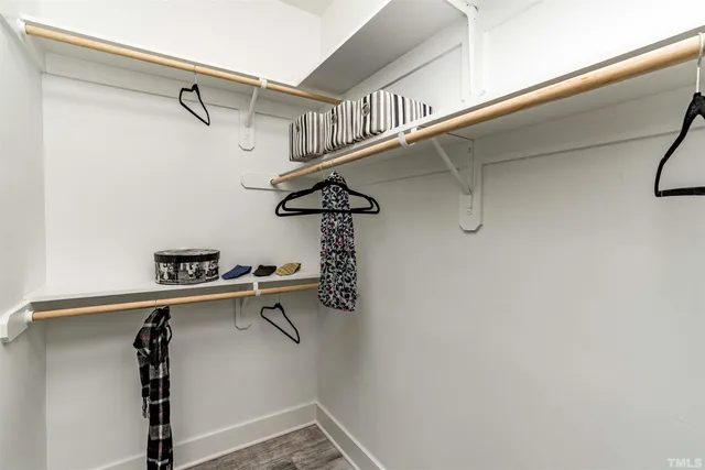 a view of a room with racks on the wall