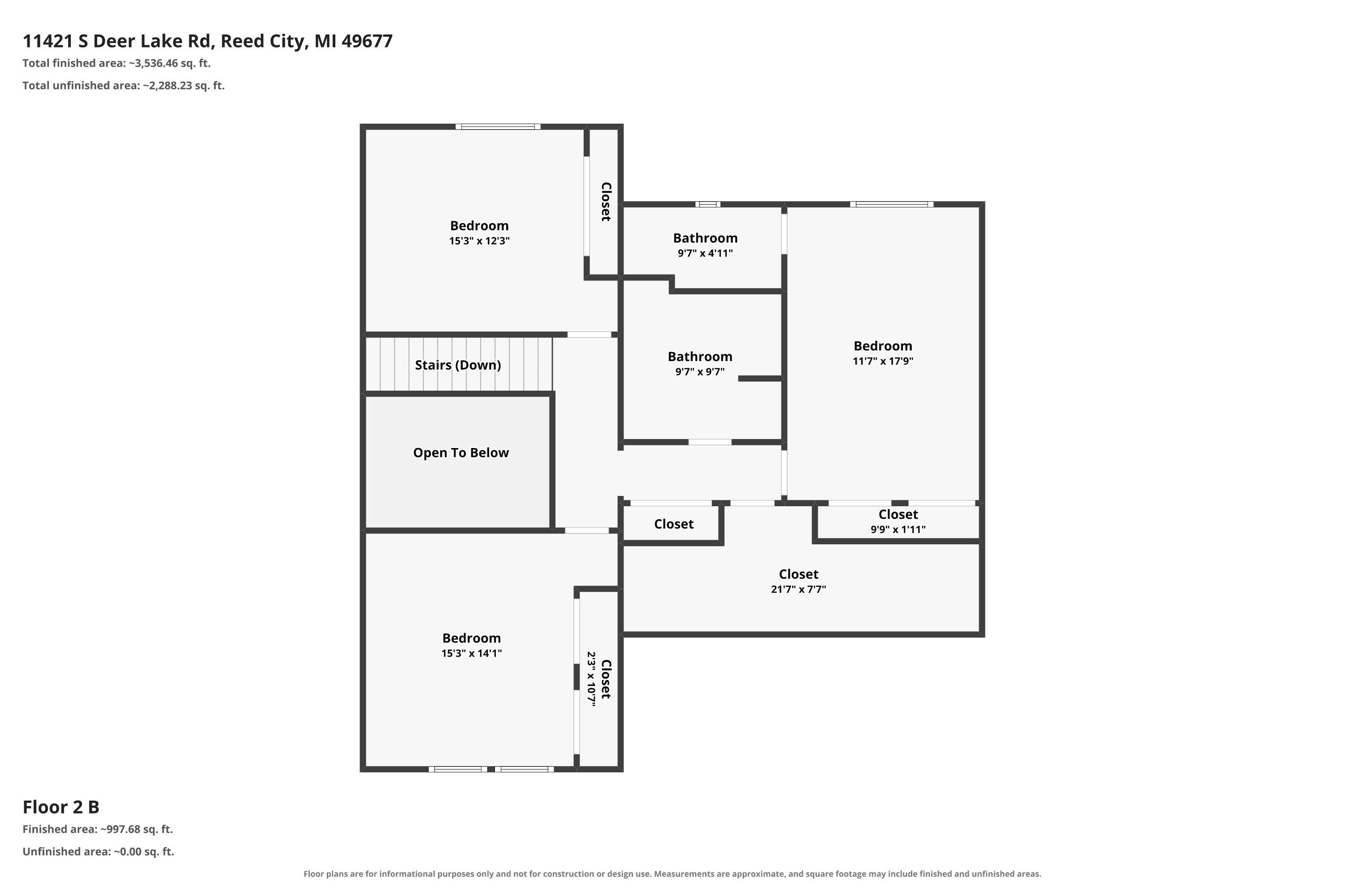 11421 South Deer Lake Road Reed City, MI 49677 - Photo 77 of 77 Floor-2-B