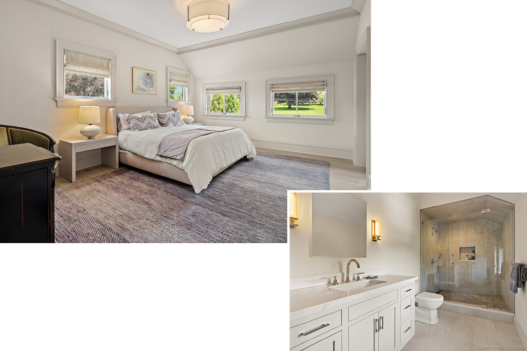 39 Compo Parkway Westport, CT 06880 - Photo 30 of 40 a spacious bathroom with a double vanity sink a mirror and a bathtub