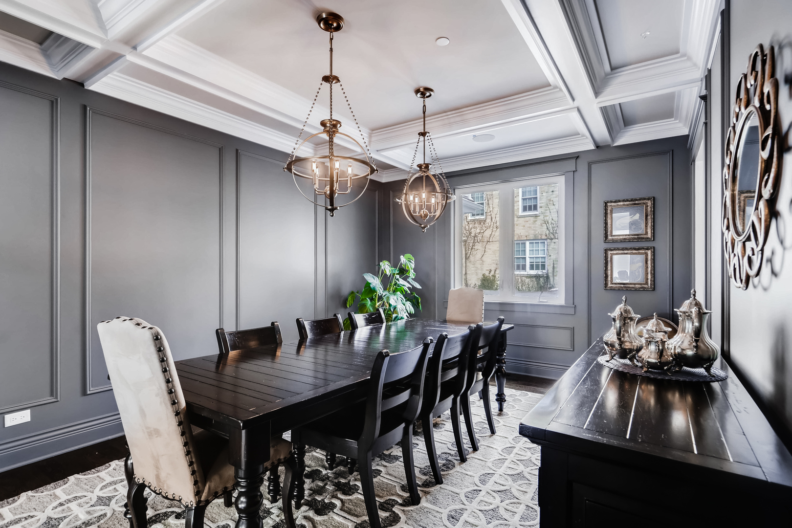 369 Downing Road Riverside, IL 60546 - Photo 17 of 46 a view of a dining room with furniture and chandelier