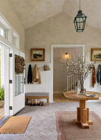 a aerial view of a house with a garden