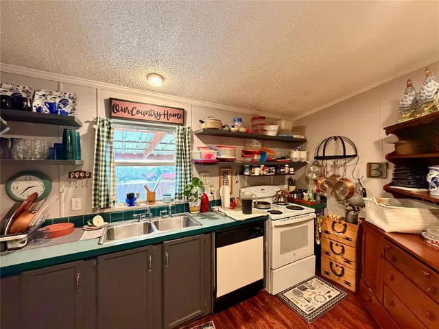 a kitchen with a sink appliances and cabinets