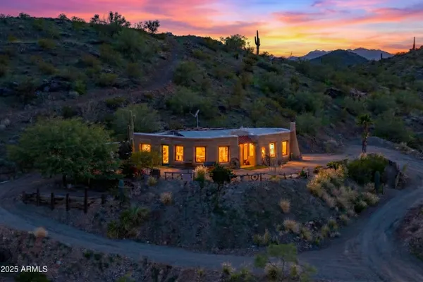 a view of a city with mountain