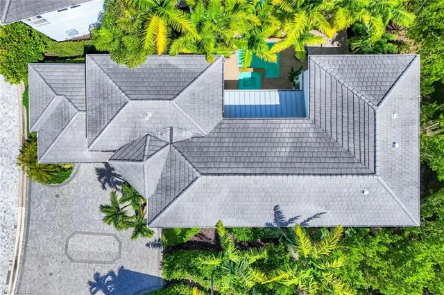an aerial view of a house