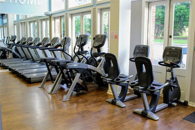a view of a room with gym equipment
