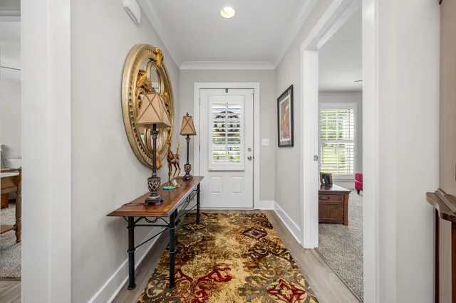 a view of a hallway with elevator