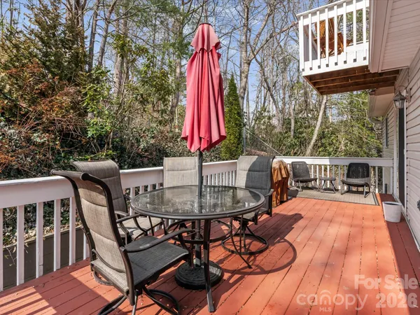 a view of a chairs and tables in patio