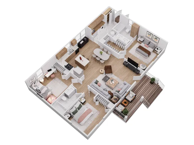 an aerial view of a house