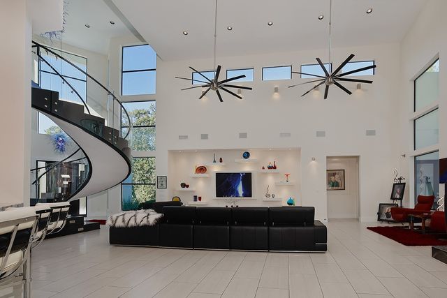 a living room with furniture