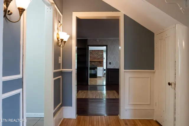 a living room with a fireplace