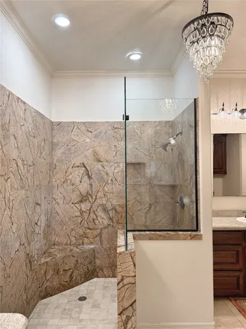 a bathroom with a shower