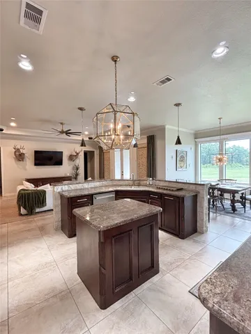 a kitchen with lots of counter top space