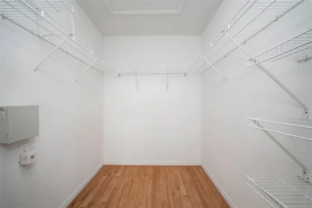 a view of a room with racks on the wall