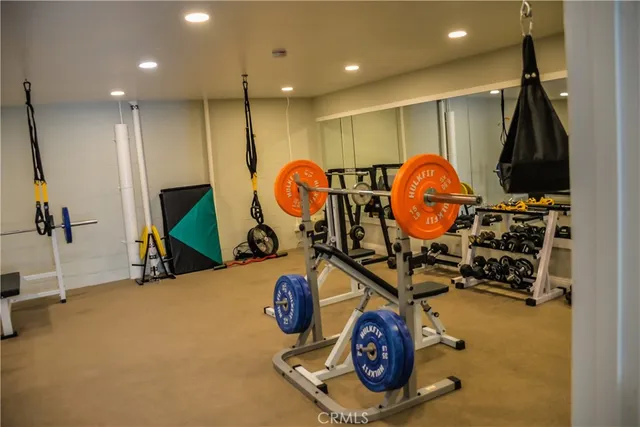 a view of a room with gym equipment