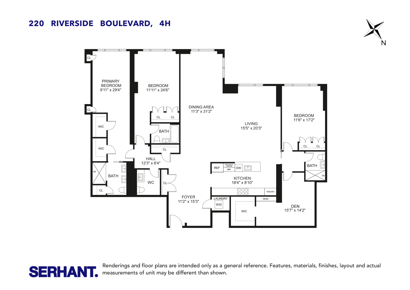 220 Riverside Boulevard, Unit 4H Manhattan, NY 10069 - Photo 15 of 15 a picture of a floor plan
